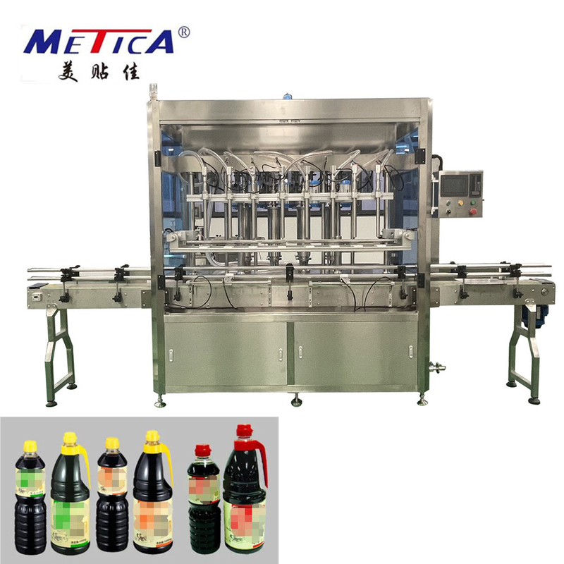 PLC kontrol sistemi ve servo motorlu piston dolu 500KG otomatik sos şişe doldurma makinesi